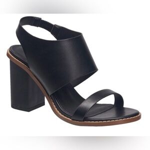 French Connection Black Block Heel Slingback Sandals